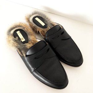 Anthropologie Louise Et Cie Dugan II Genuine Rabbit Fur Mule